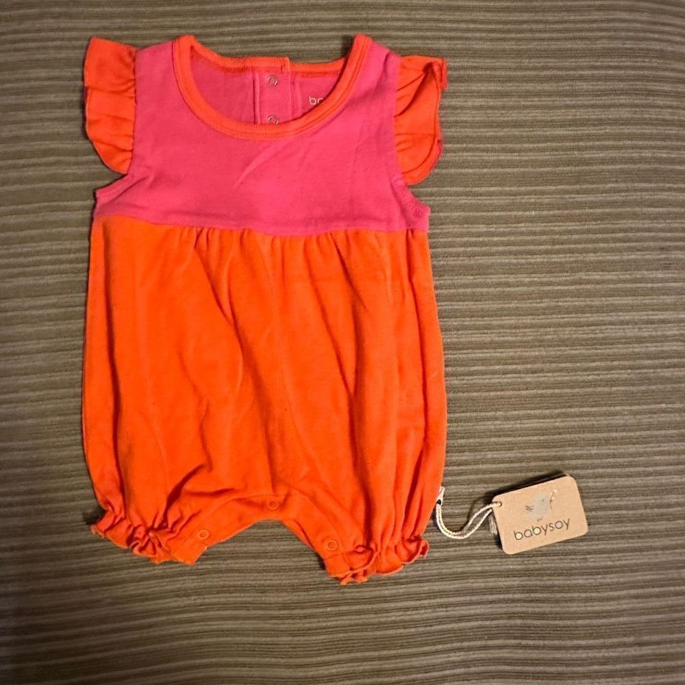 BabySoy one piece 0-3 months pink and orange